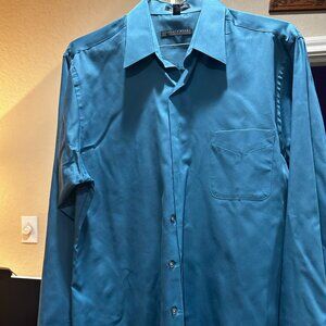 Geoffrey Beene Men’s XL Teal Aqua Dress Shirt 17 34/35 Long Sleeve Button Up
